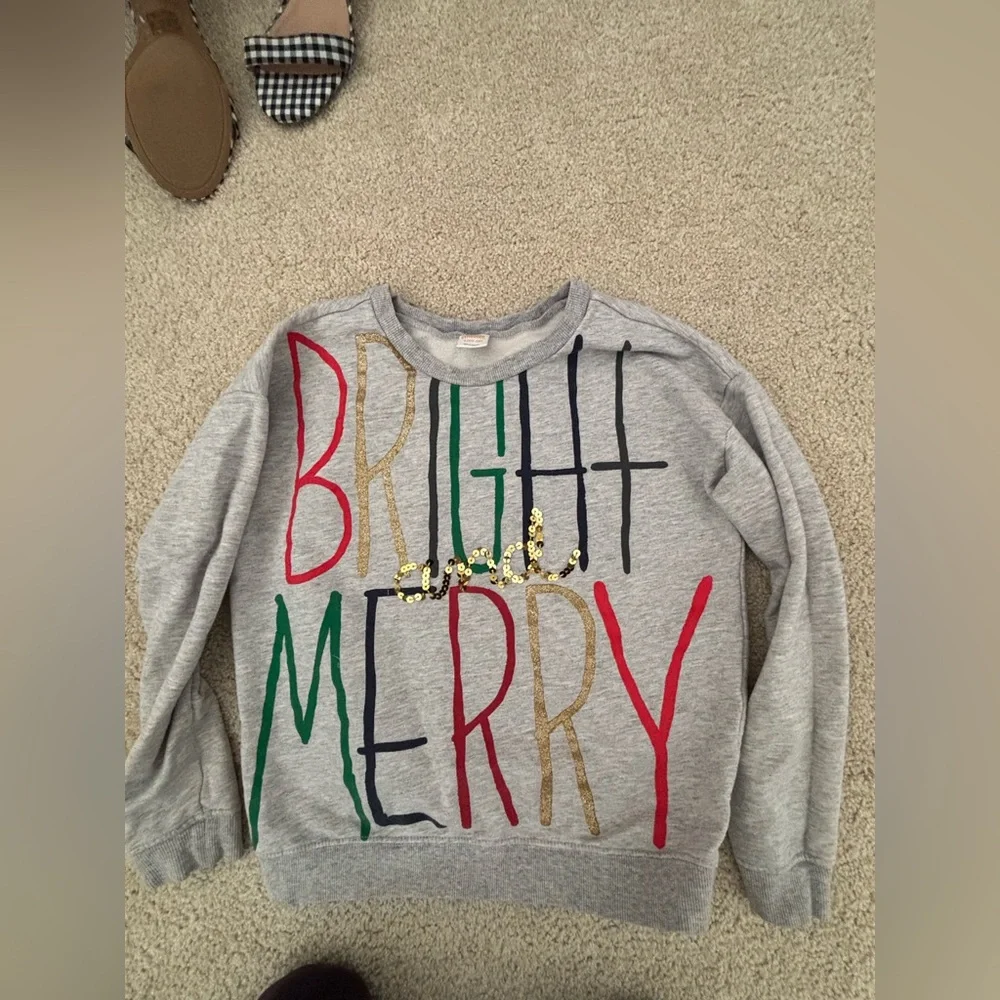Girls Gymboree bright & merry gray sequence Christmas crewneck sweatshirt 10/12